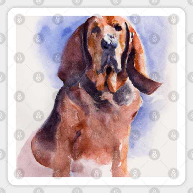 Bloodhound Watercolor Painting - Dog Lover Gifts Sticker by Edd Paint Something